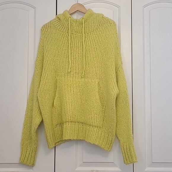 Zara Neon Green/Yellow Oversized Chunky Knit Pullover Sweater Size S - Picture 4 of 13